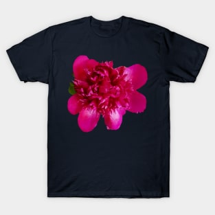 Red Peony Floral Photo Cutout T-Shirt